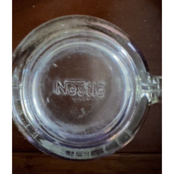 Set of 2 Nestle Vintage World Globe Map Etched Clear Glass Coffee Mugs Cups - Picture 4 of 6